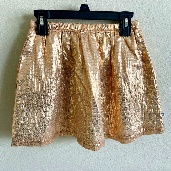 Repose Ams Gold Shiny Mini Skirt size 10Y - Picture 2 of 13